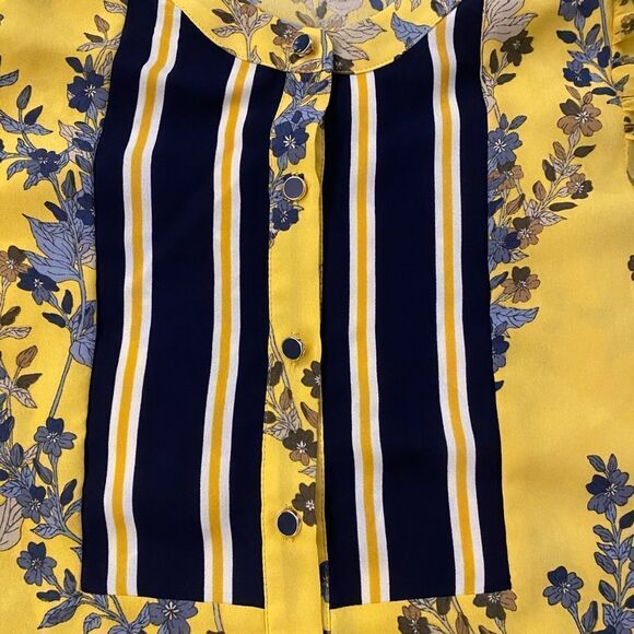 BCBGMaxAzria Yellow and Blue Floral Blouse - Picture 10 of 12